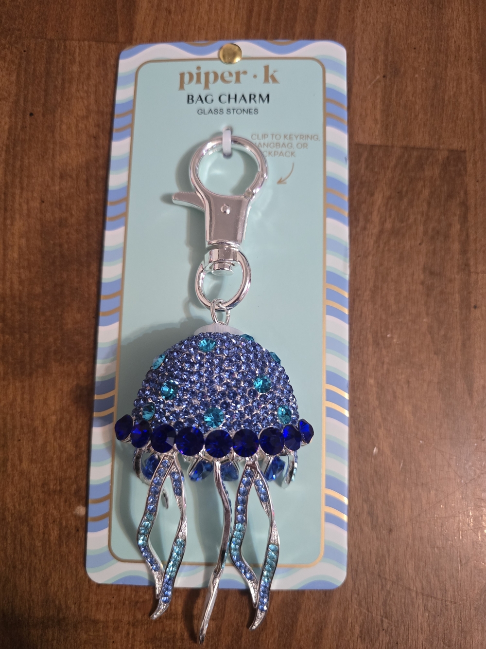 Piper K. Blue Crystal Jellyfish Bag Charm